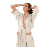 Мек памучен халат за баня в екрю L/XL - Etno